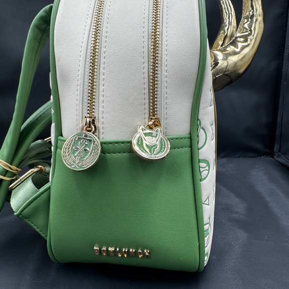 Green and White Backpack with Gold Horns - Picture 3 of 7